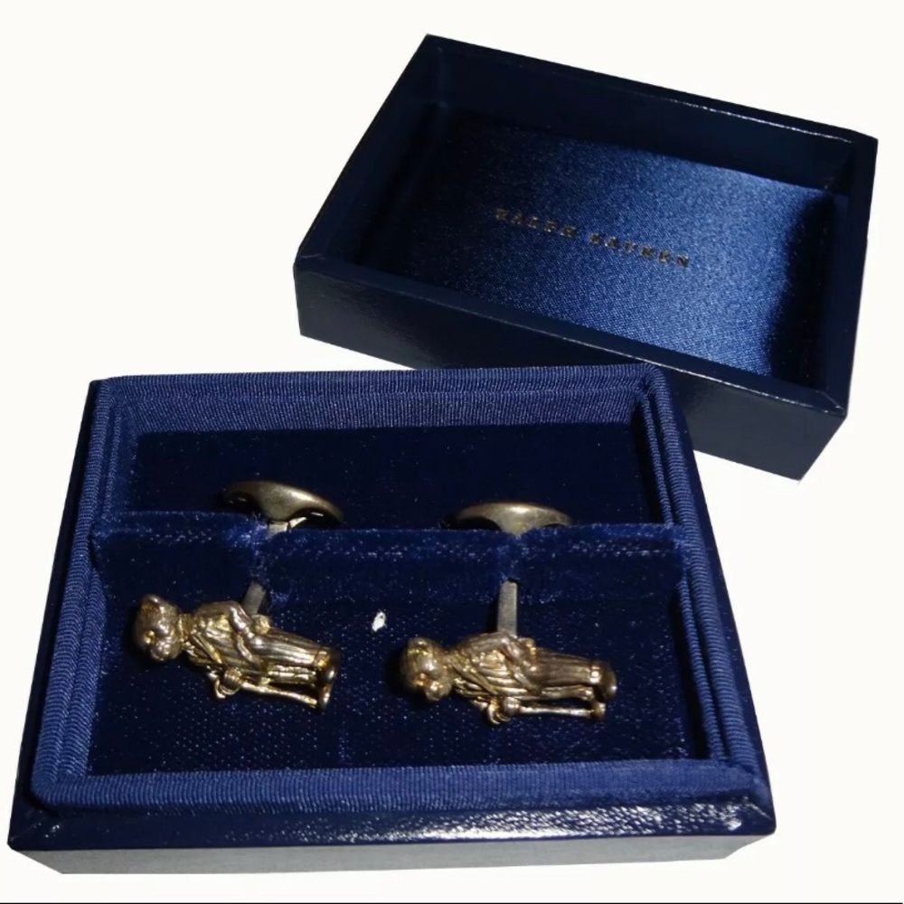 SOLD - Vintage Ralph Lauren Purple Label Teddy Cufflinks